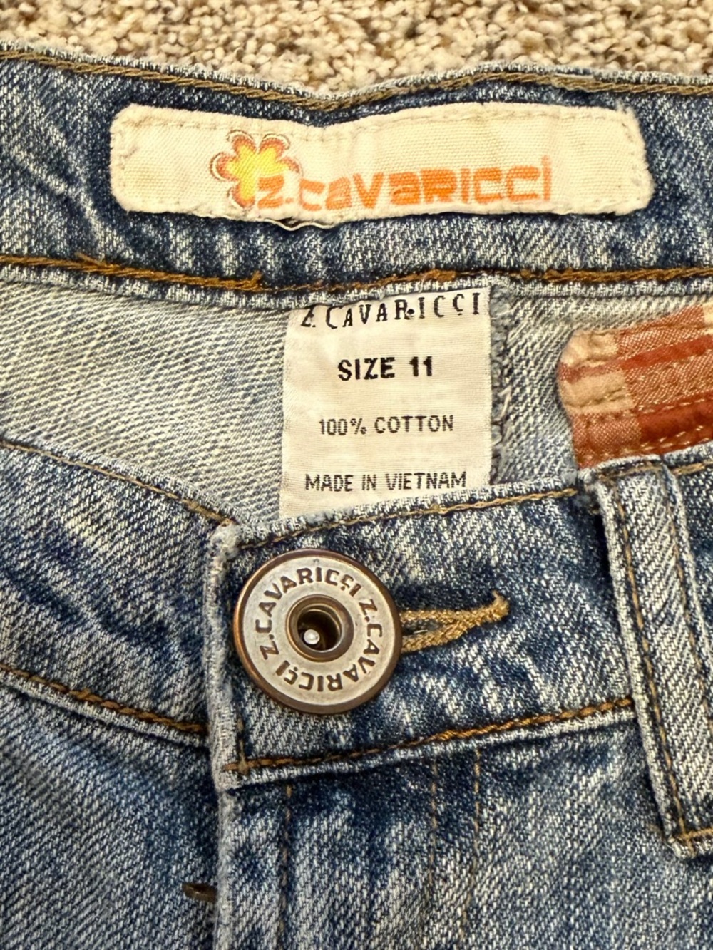 Z Cavaricci Women’s Vintage Patchwork Distressed Jeans Size 11 Y2K Boho Flare - Picture 6 of 11